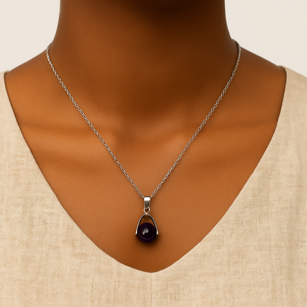 Collier Pendentif Améthyste Acier Inoxydable Moyyudé - Moyyudé