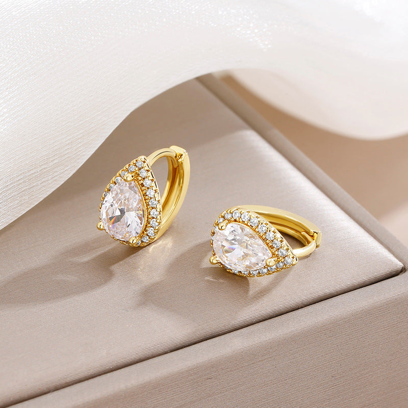 Boucles d’Oreilles Style Français avec Zircon – Élégance Discrète et Raffinée - Moyyudé