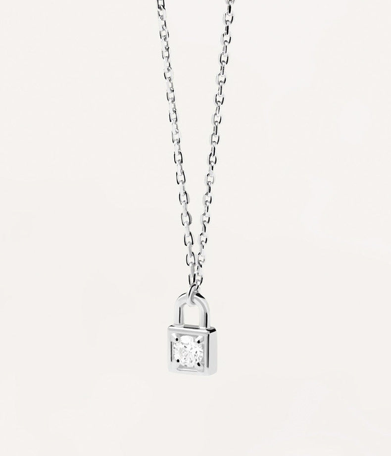 Collier clé en argent sterling 925 avec cadenas cœur – Design amour couple - Moyyudé