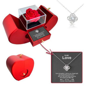 Coffret Bijoux Pomme Rouge & Rose Éternelle – Cadeau d’Amour Éternel - Moyyudé