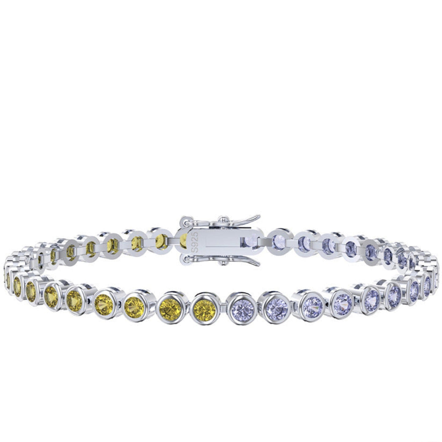 Bracelet en Argent 925 Moyyudé avec pierres jaunes et blanches élégant accessoire minimaliste féminin