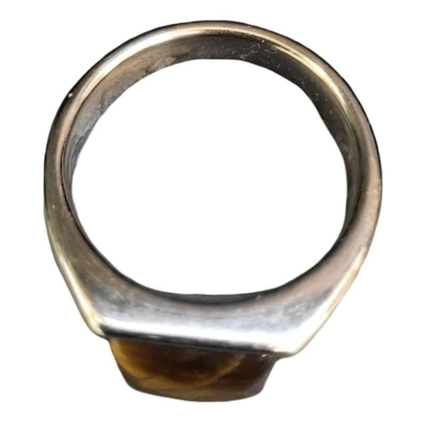 Anneau pierre naturelle homme design simple en métal avec pierre naturelle marron pour homme Moyyudé