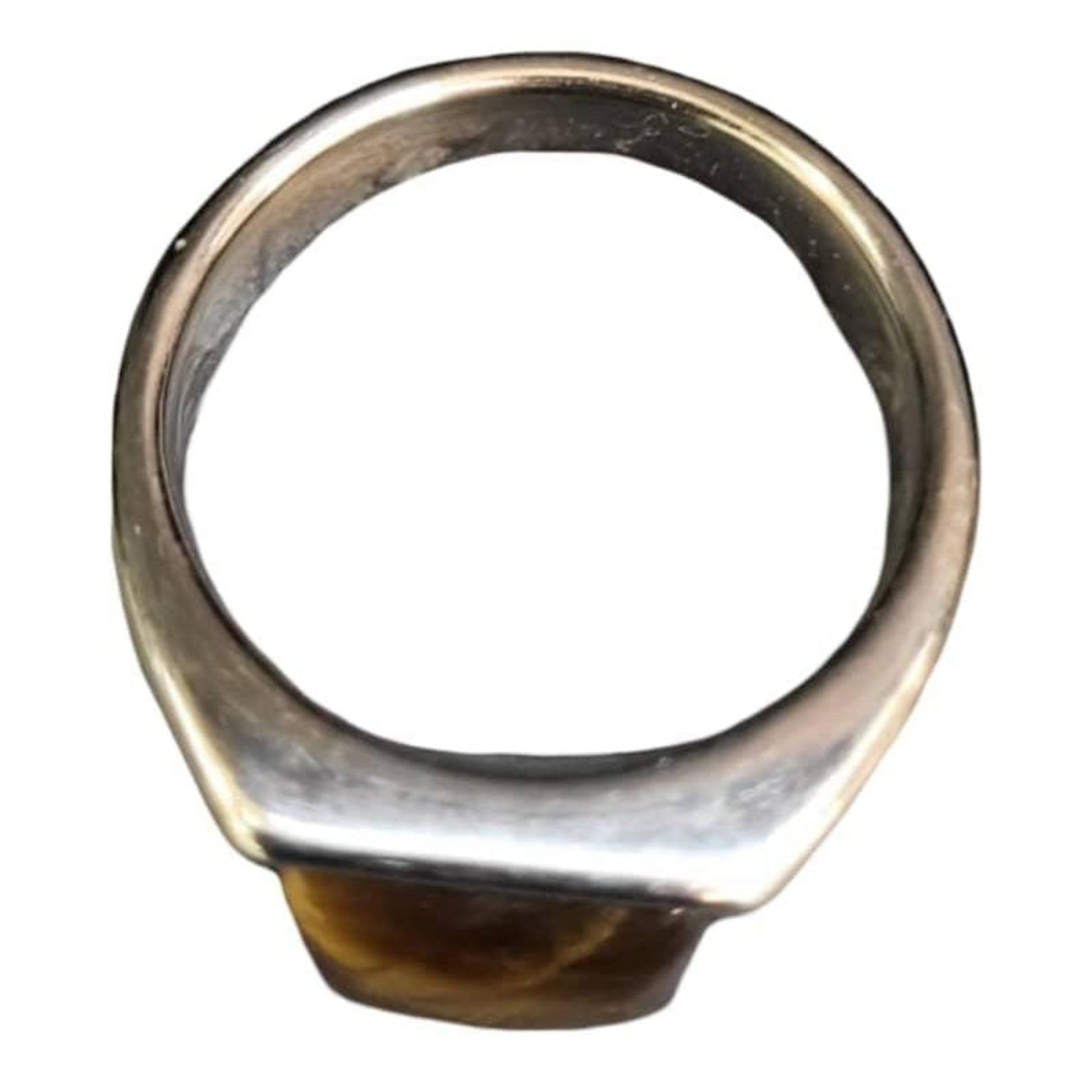 Anneau pierre naturelle homme design simple en métal avec pierre naturelle marron pour homme Moyyudé