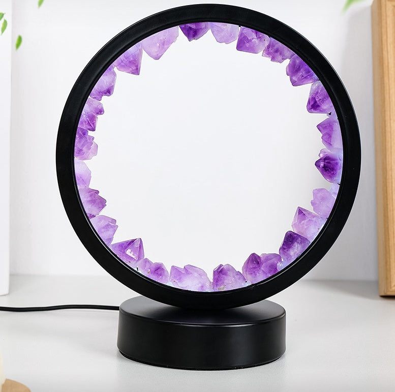 Natural Amethyst Flower Cluster Round Headboard - Moyyudé