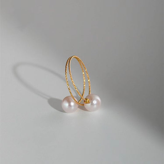 Bague Elastique Or 18K avec perles blanches élégantes et design fin de Moyyudé
