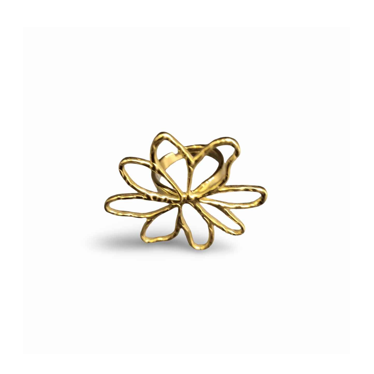 Bague fleur acier inoxydable femme design doré original signé Moyyudé