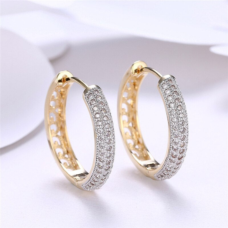 Boucles d’oreilles Moyyudé or et diamants de style créoles bijoux élégants en or 18K