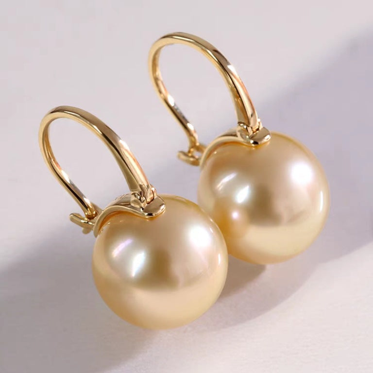 Boucles d'oreilles élégantes Moyyudé avec perles dorées et attaches en métal doré