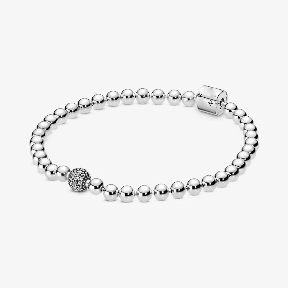 S925 Sterling Silver Bracelet Densely Inlaid DIY Silver Beads - Moyyudé