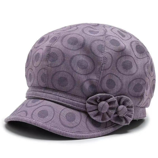 Chapeau femme Moyyudé violet avec motifs ronds et fleurs décoratives chapeau style coréen