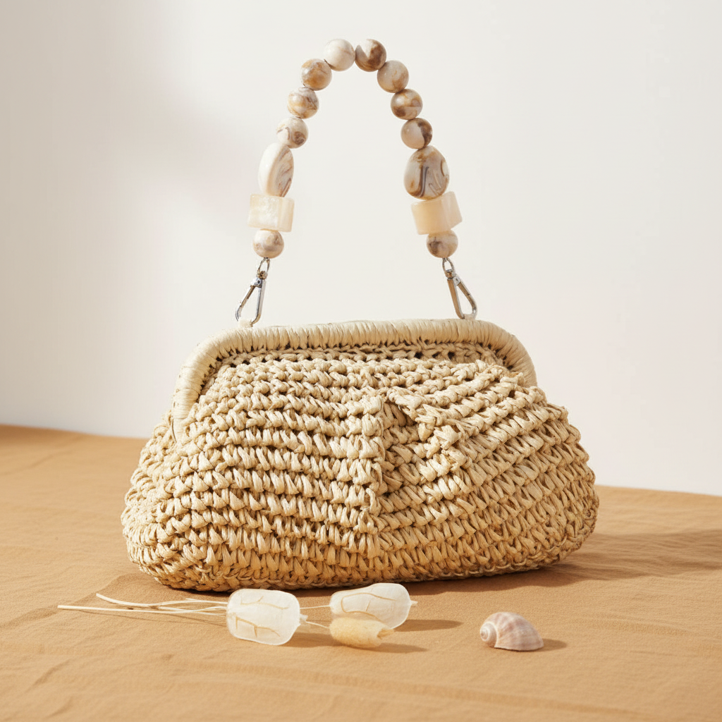Clutch ivoire perles marbre – lifestyle carré
