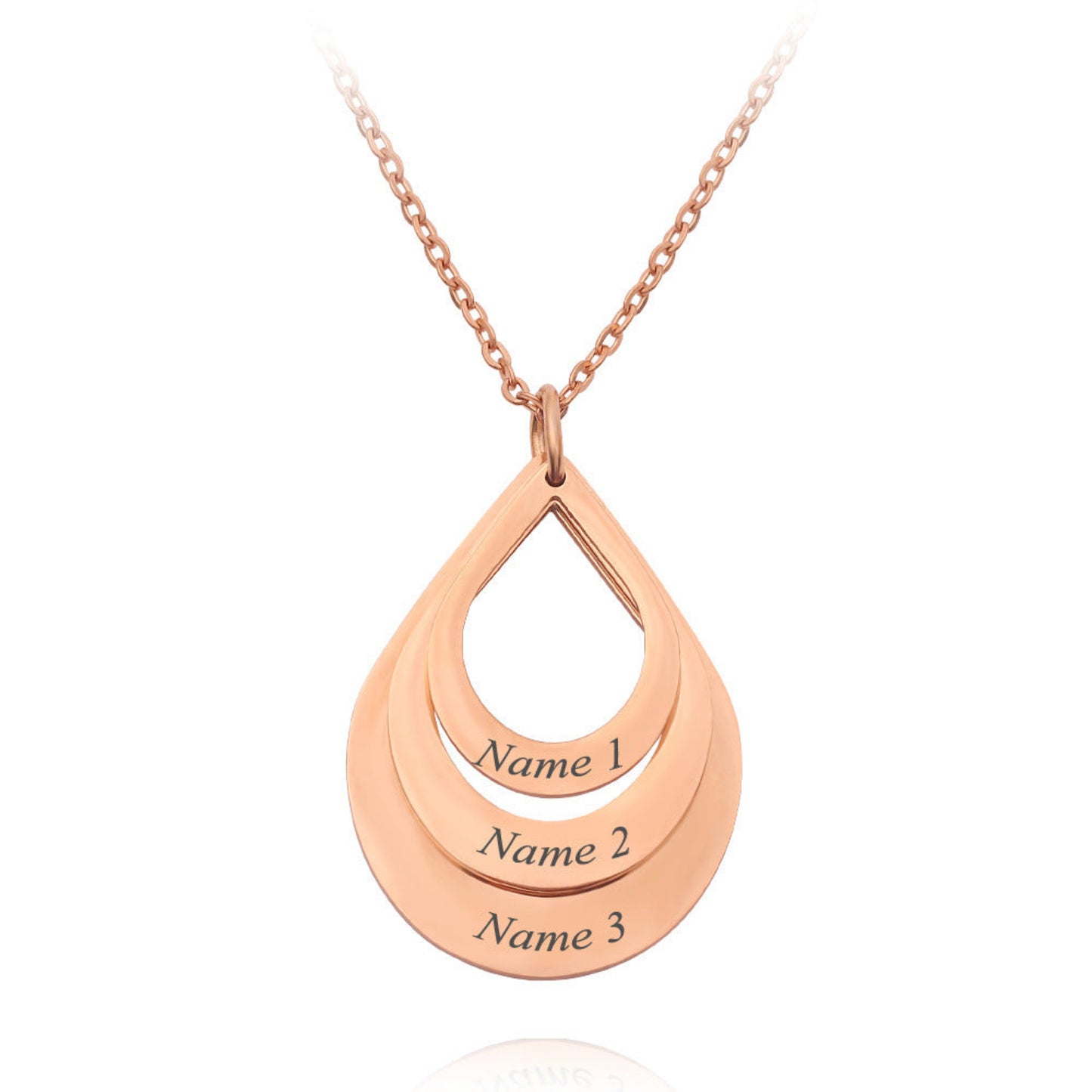 Collier femme Moyyudé en pendentif goutte en acier rose avec option de collier personnalisé gravé