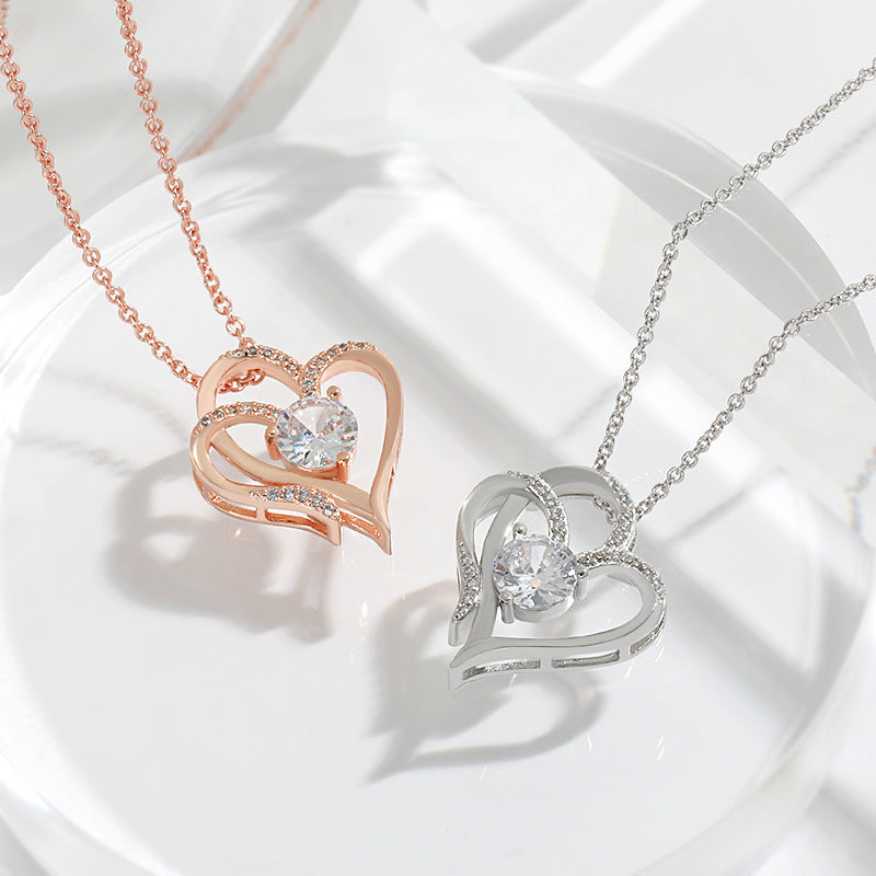 Colliers Élégance Maman en or rose et argent avec pierre centrale, cadeau de luxe pour femme