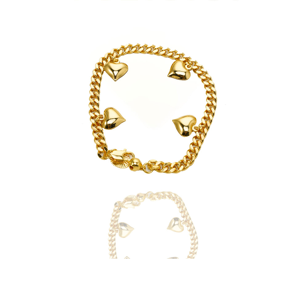 Lovely Multi Hearts 24K Gold Filled Jewelry Bracelet,Woman Accessories Fashion Creative Gift - Moyyudé