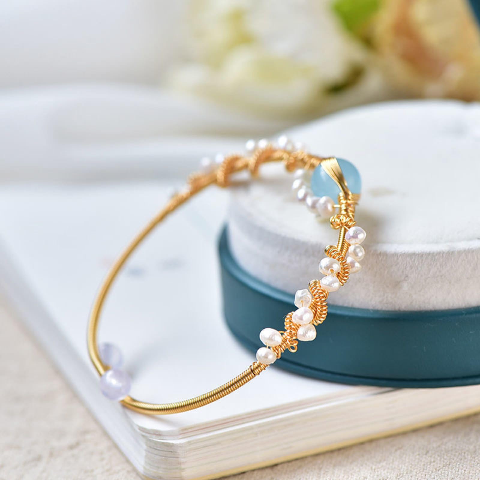 Pearl Bracelets For Women Gold Plating Pearl Bracelet Gold Wire Braided Vintage Style Bracelets Cuff Bracelets Fashion Bracelet - Moyyudé