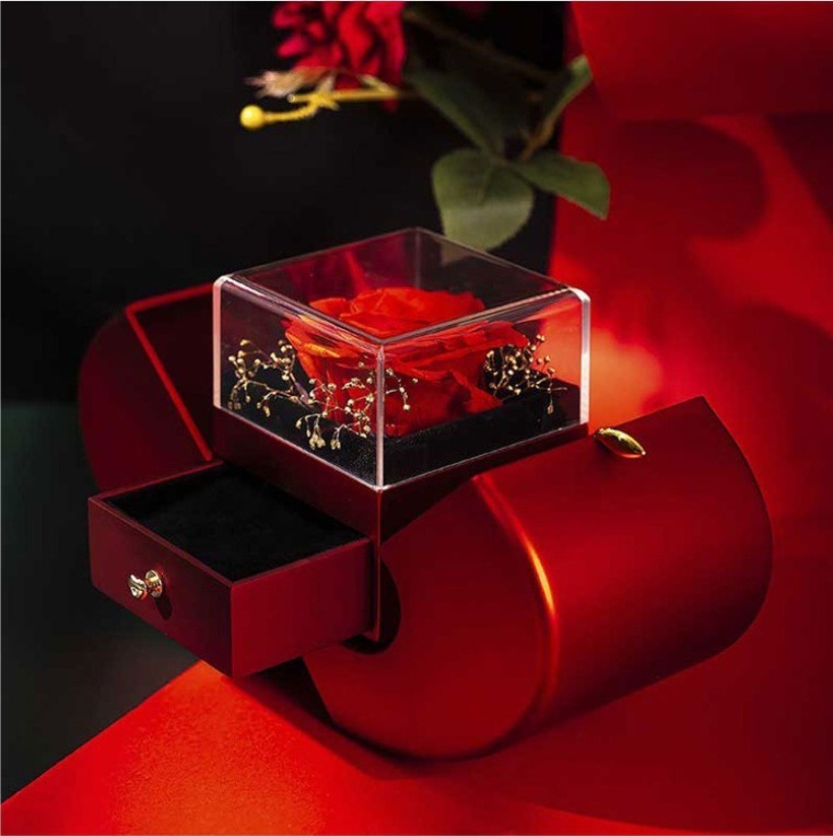 Coffret Bijoux Pomme Rouge & Rose Éternelle – Cadeau d’Amour Éternel - Moyyudé