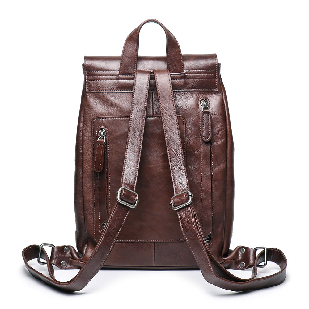 Men's Top Vegetable Tanned Cowhide Backpack - Moyyudé