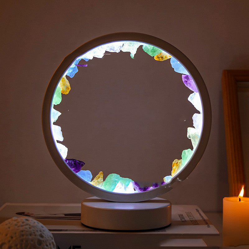 Natural Amethyst Flower Cluster Round Headboard - Moyyudé