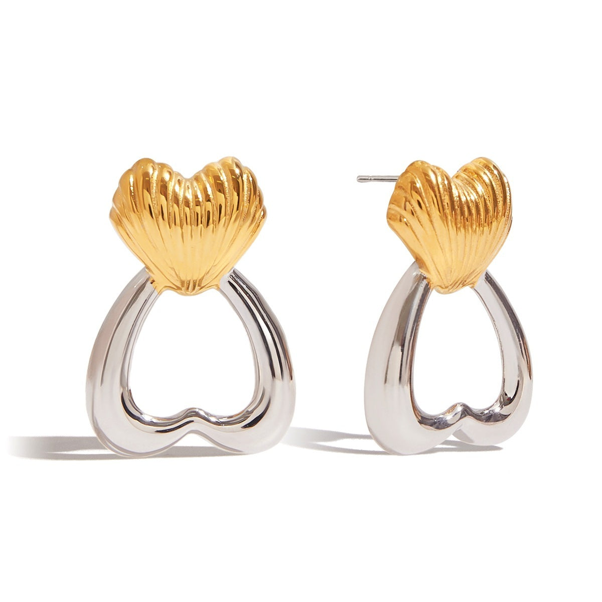 Design Color Matching Love Heart Stud Earrings Stainless Steel - Moyyudé