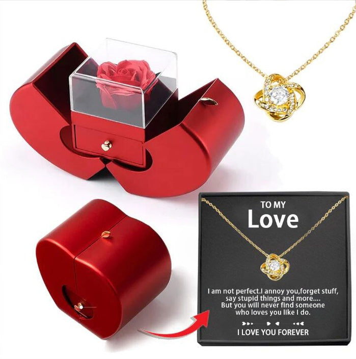 Coffret Bijoux Pomme Rouge & Rose Éternelle – Cadeau d’Amour Éternel - Moyyudé