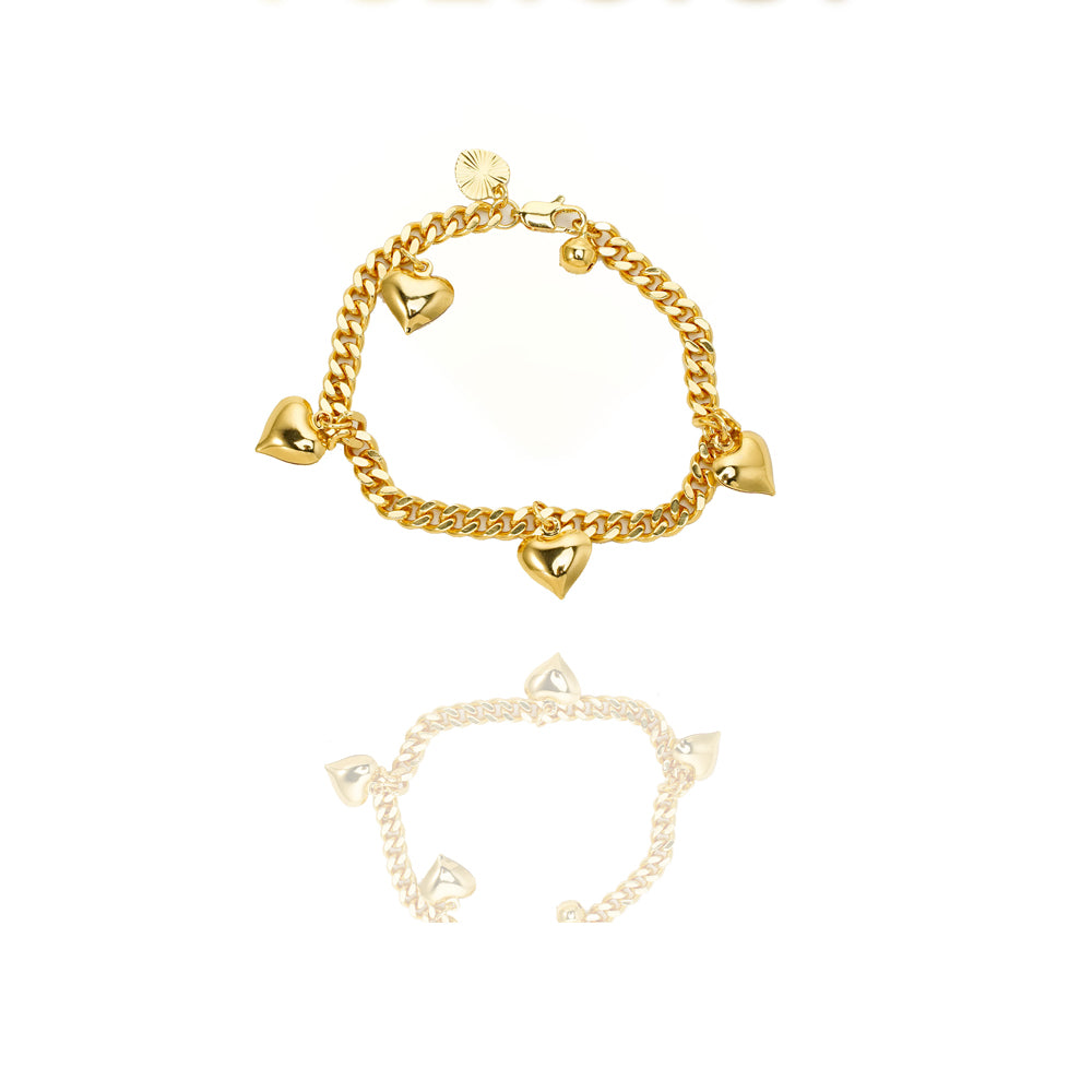 Lovely Multi Hearts 24K Gold Filled Jewelry Bracelet,Woman Accessories Fashion Creative Gift - Moyyudé