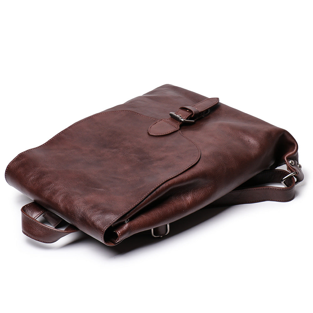 Men's Top Vegetable Tanned Cowhide Backpack - Moyyudé