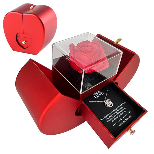 Coffret Bijoux Pomme Rouge & Rose Éternelle – Cadeau d’Amour Éternel - Moyyudé