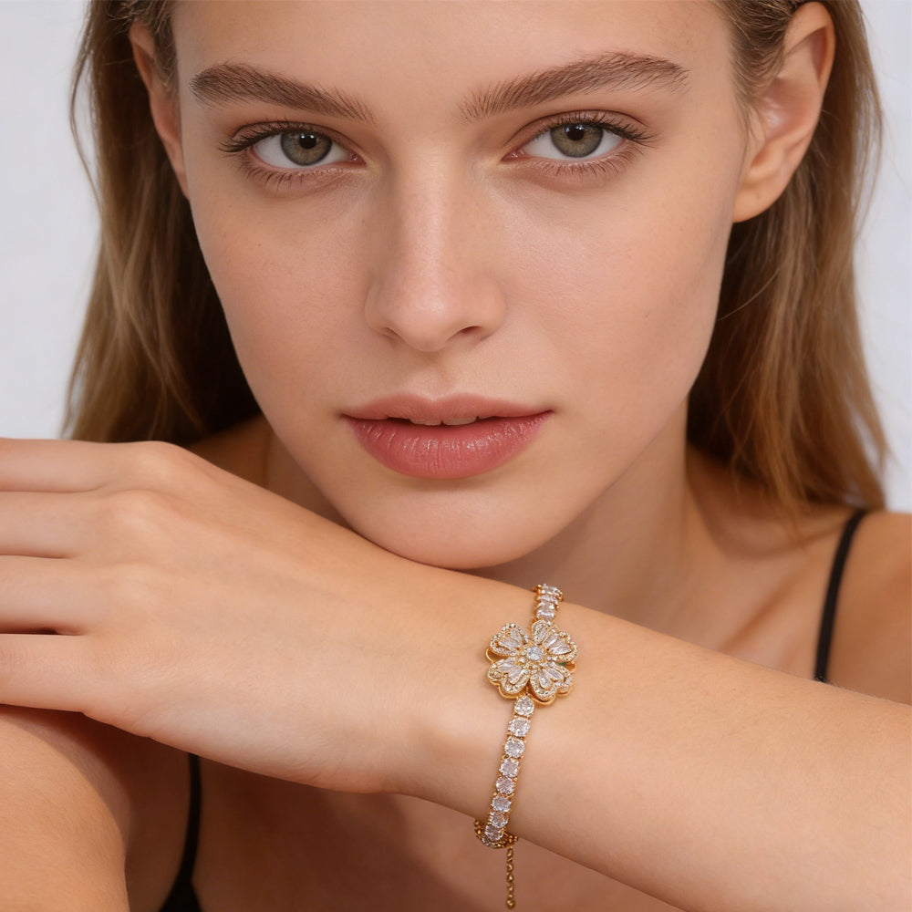 Women Bracelets Sterling Infinity Heart White Gold Plated Cubic Zirconia Adjustable Bracelet Best Gifts For Women - Moyyudé