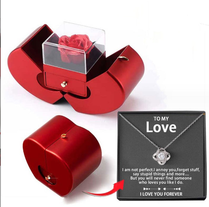 Coffret Bijoux Pomme Rouge & Rose Éternelle – Cadeau d’Amour Éternel - Moyyudé