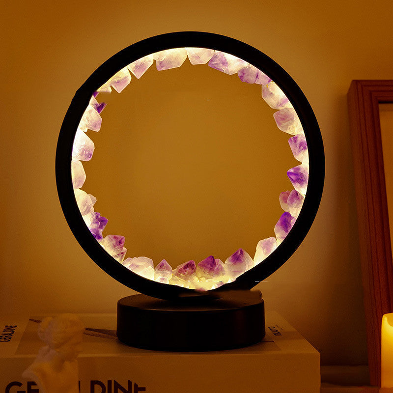 Natural Amethyst Flower Cluster Round Headboard - Moyyudé
