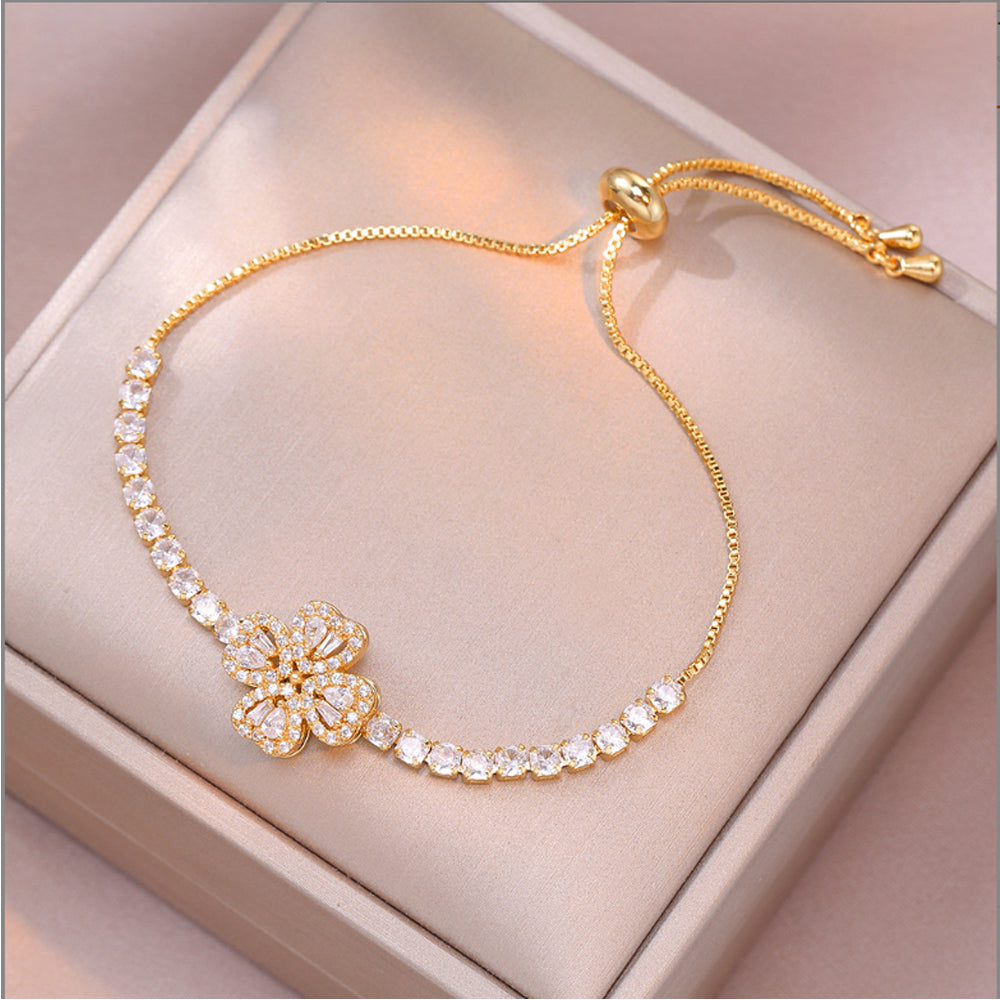 Women Bracelets Sterling Infinity Heart White Gold Plated Cubic Zirconia Adjustable Bracelet Best Gifts For Women - Moyyudé