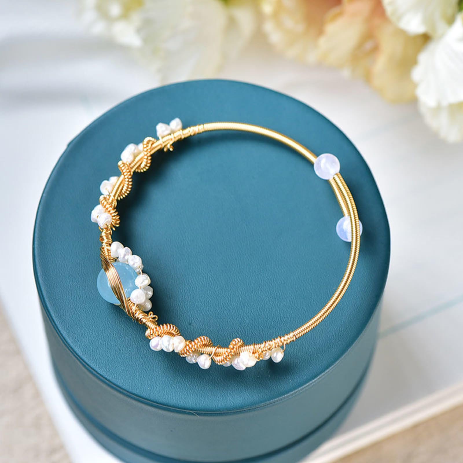 Pearl Bracelets For Women Gold Plating Pearl Bracelet Gold Wire Braided Vintage Style Bracelets Cuff Bracelets Fashion Bracelet - Moyyudé