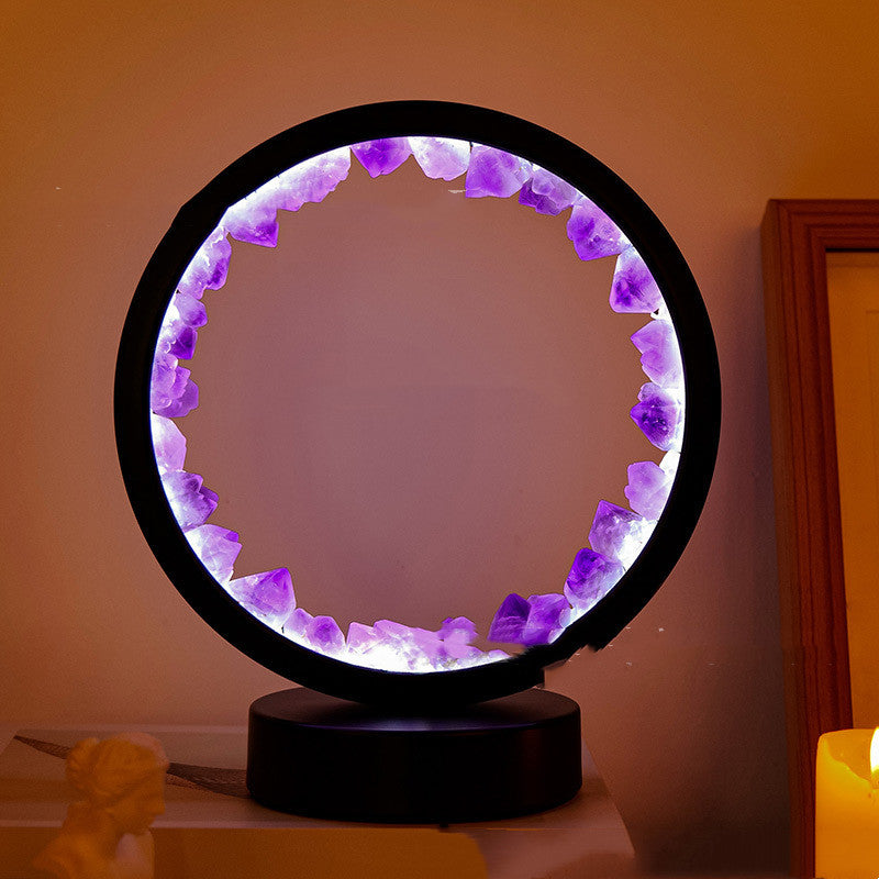 Natural Amethyst Flower Cluster Round Headboard - Moyyudé