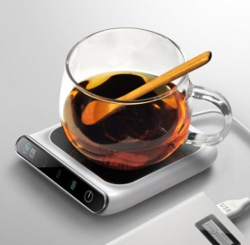 Mini chauffe-tasse USB Moyyudé avec verre de thé transparent et cuillère en bois gadget de bureau pratique
