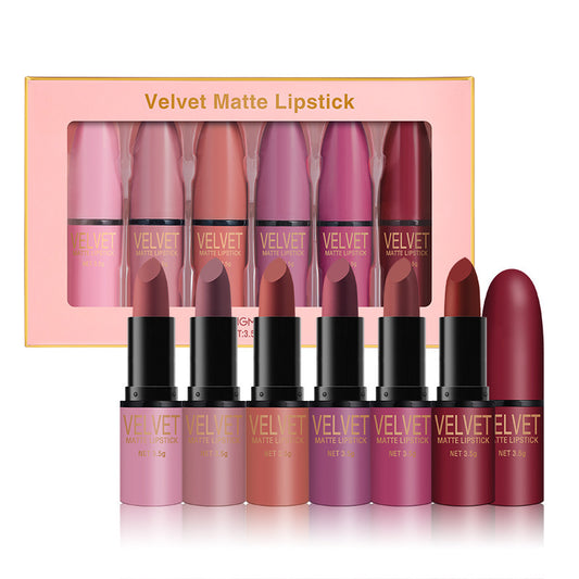 Coffret rouges à lèvres mat Moyyudé avec six teintes variées pour un fini velouté et sophistiqué