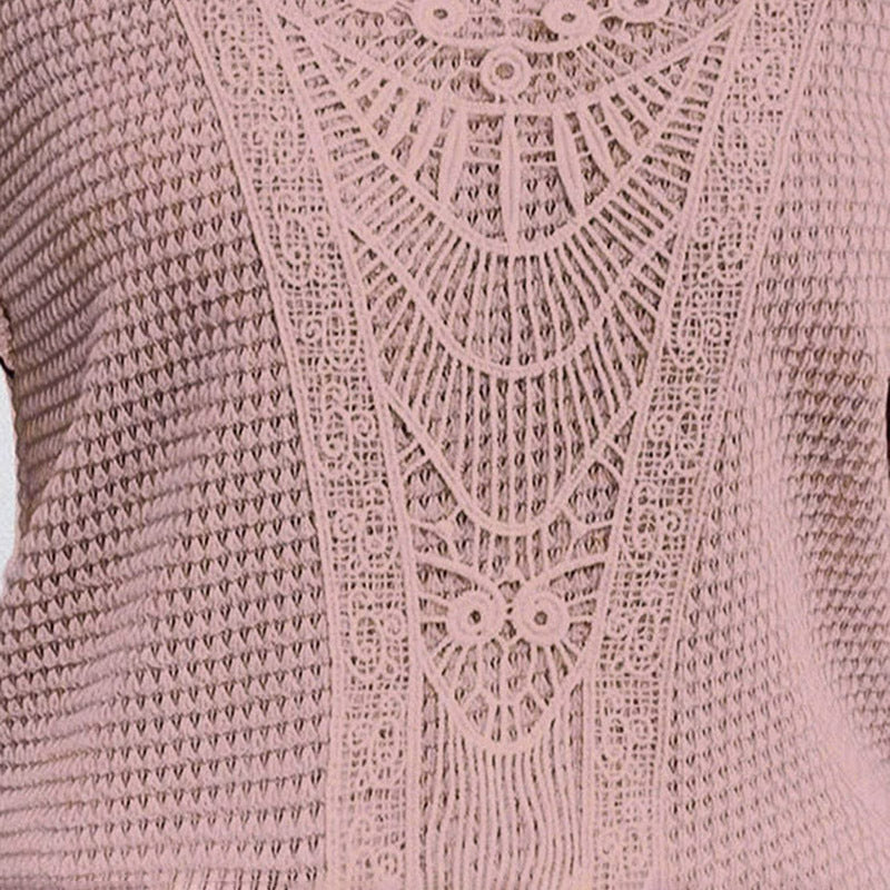 T-shirt en dentelle Moyyudé rose détaillé pour une mode estivale confortable femme