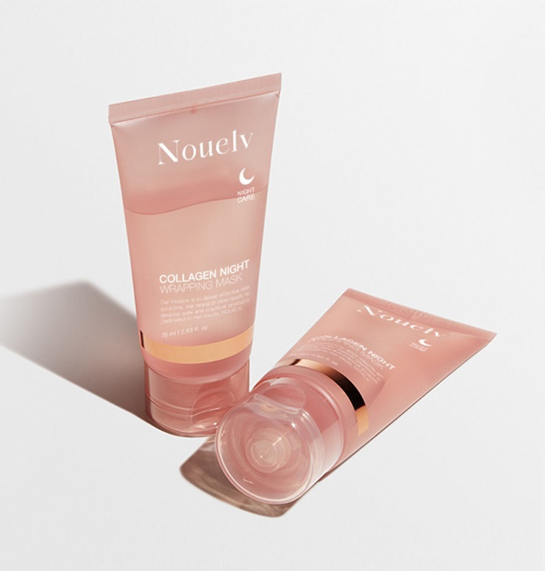 Tube de masque peel-off au collagène Nouelv couleur rose pour soin de nuit du visage