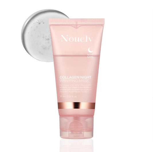 Tube de masque peel-off au collagène Nouelv pour soin de nuit avec texture gelée transparente