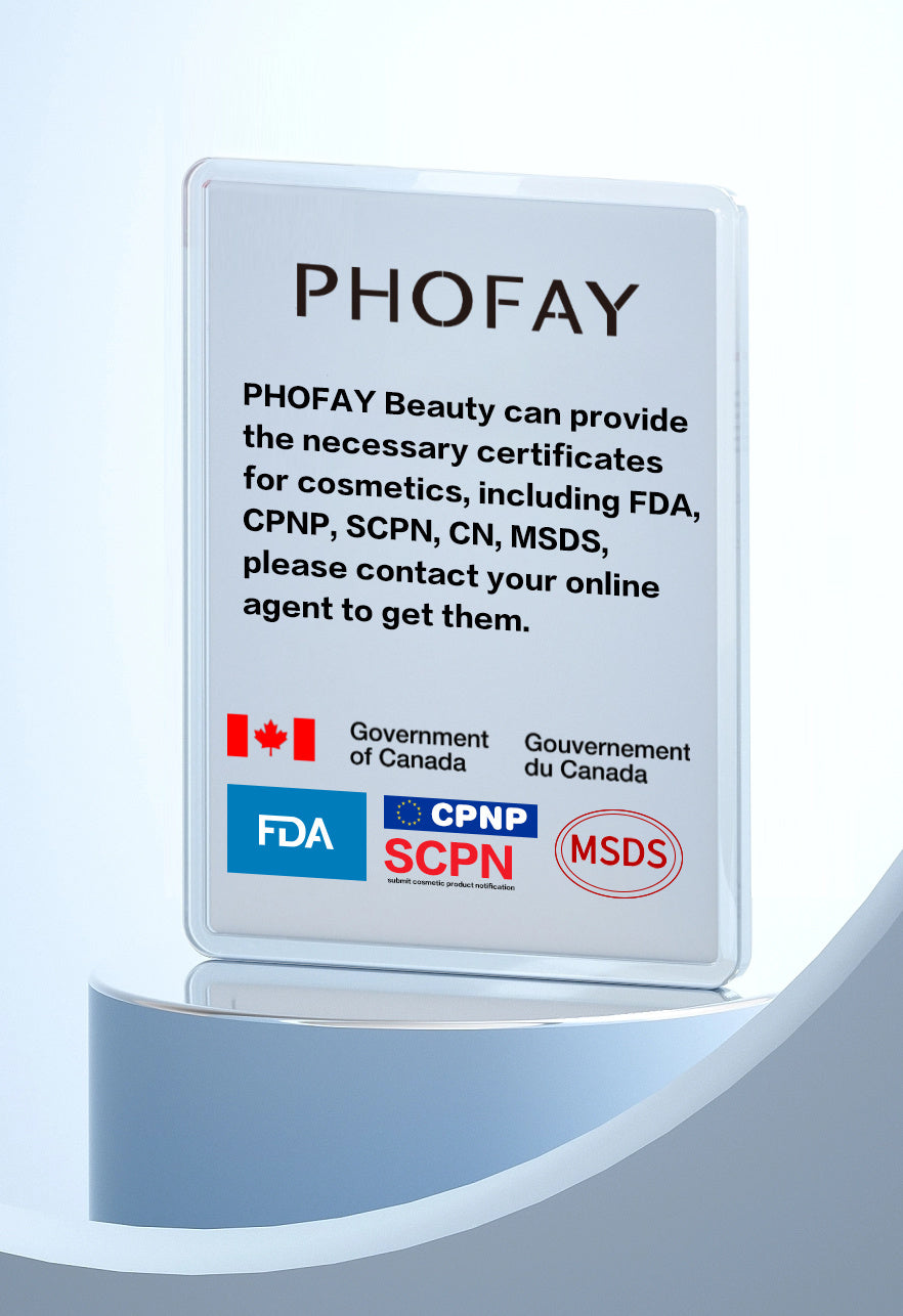 Certification et conformité pour base de teint hydratante Moyyudé avec labels FDA SCPN MSDS