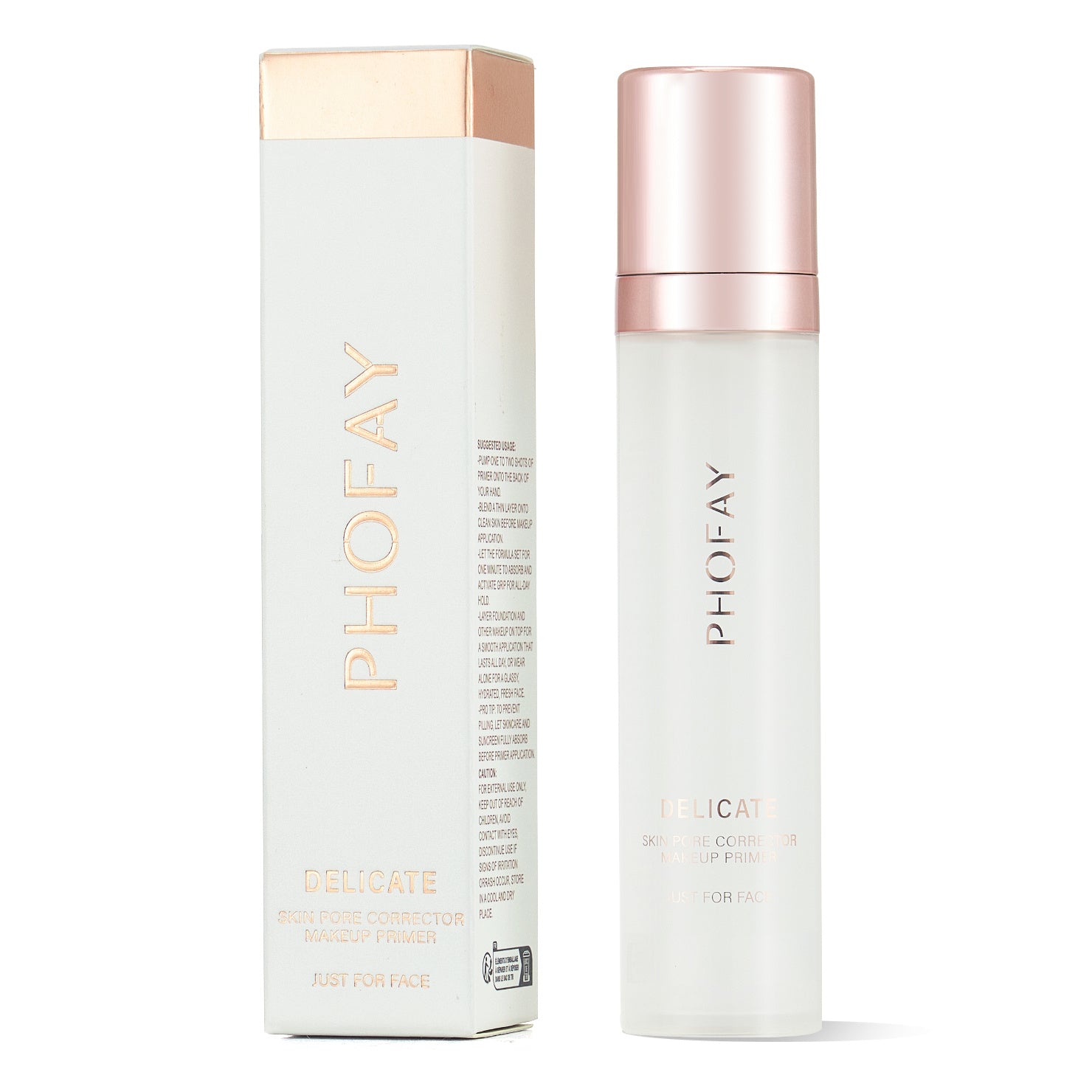 Base de teint hydratante PHOFAY délicate avec flacon transparent et boîte blanche élégante