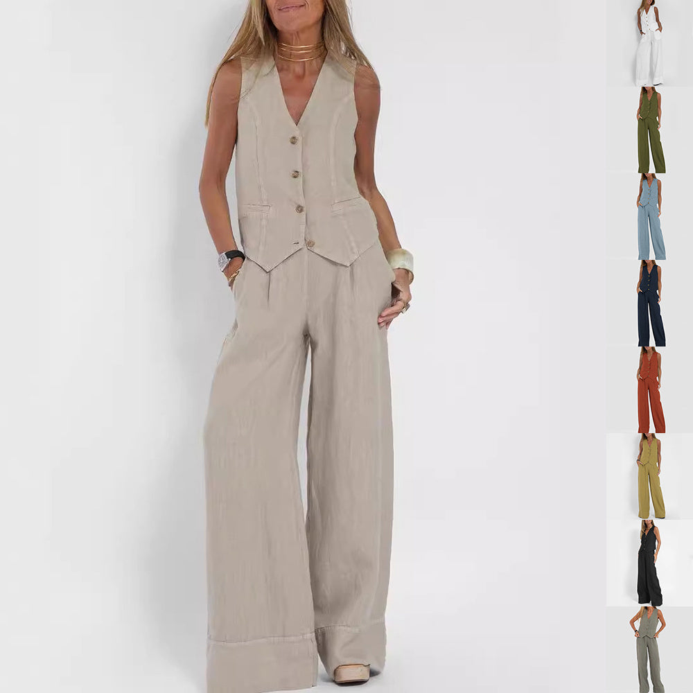 Ensemble d’été femme beige confort Moyyudé pour vêtements bien-être lifestyle élégant et décontracté