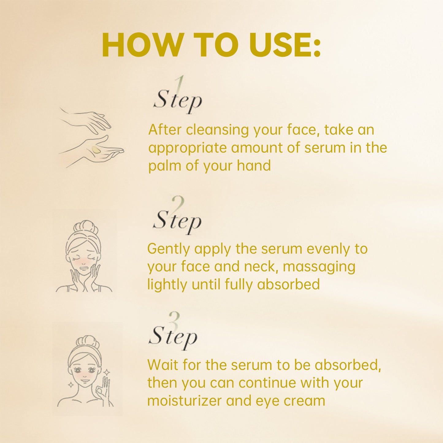 Instructions d'utilisation du sérum anti-âge pro-rétinol Moyyudé pour visage et cou